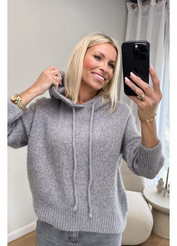 Sweter z Kapturem Szary Res