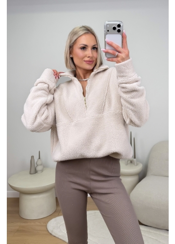 Bluza Baranek Kremowa Zip