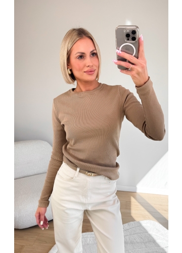 Bluzka Basic Prążkowana Camel