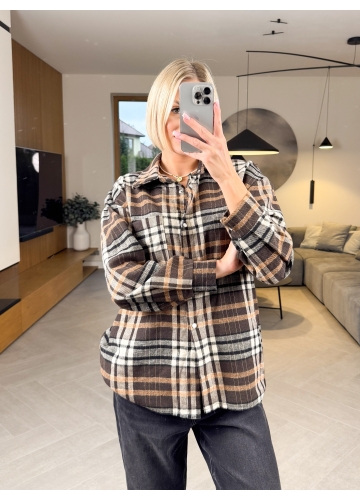 Koszula w Kratkę Brązowa Vero