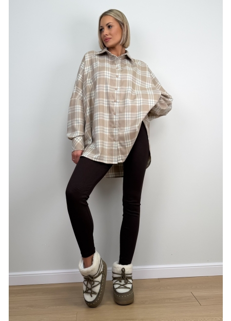 Koszula w Kratę Beżowa Luso