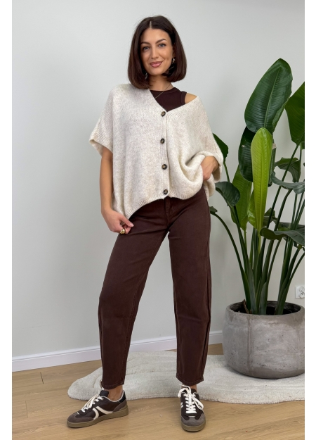 Krótki Kardigan Beżowy Este