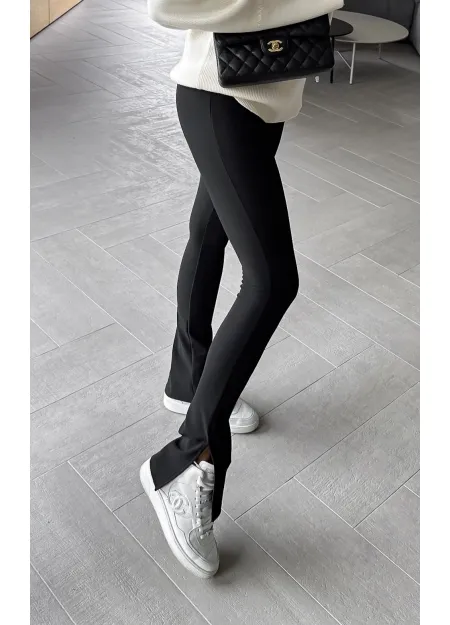 Legginsy z Rozcięciem Czarne Stil1