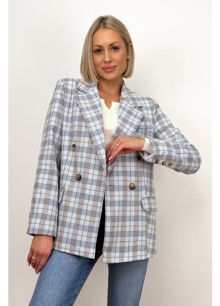 Marynarka w Kratę Niebieska Tori