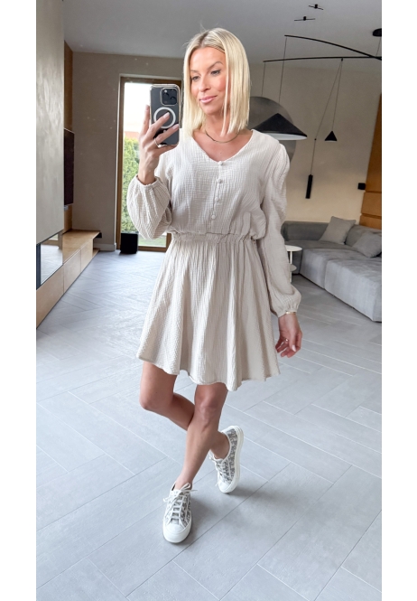 Sukienka Muślinowa Beżowa Astra | Cloth Store