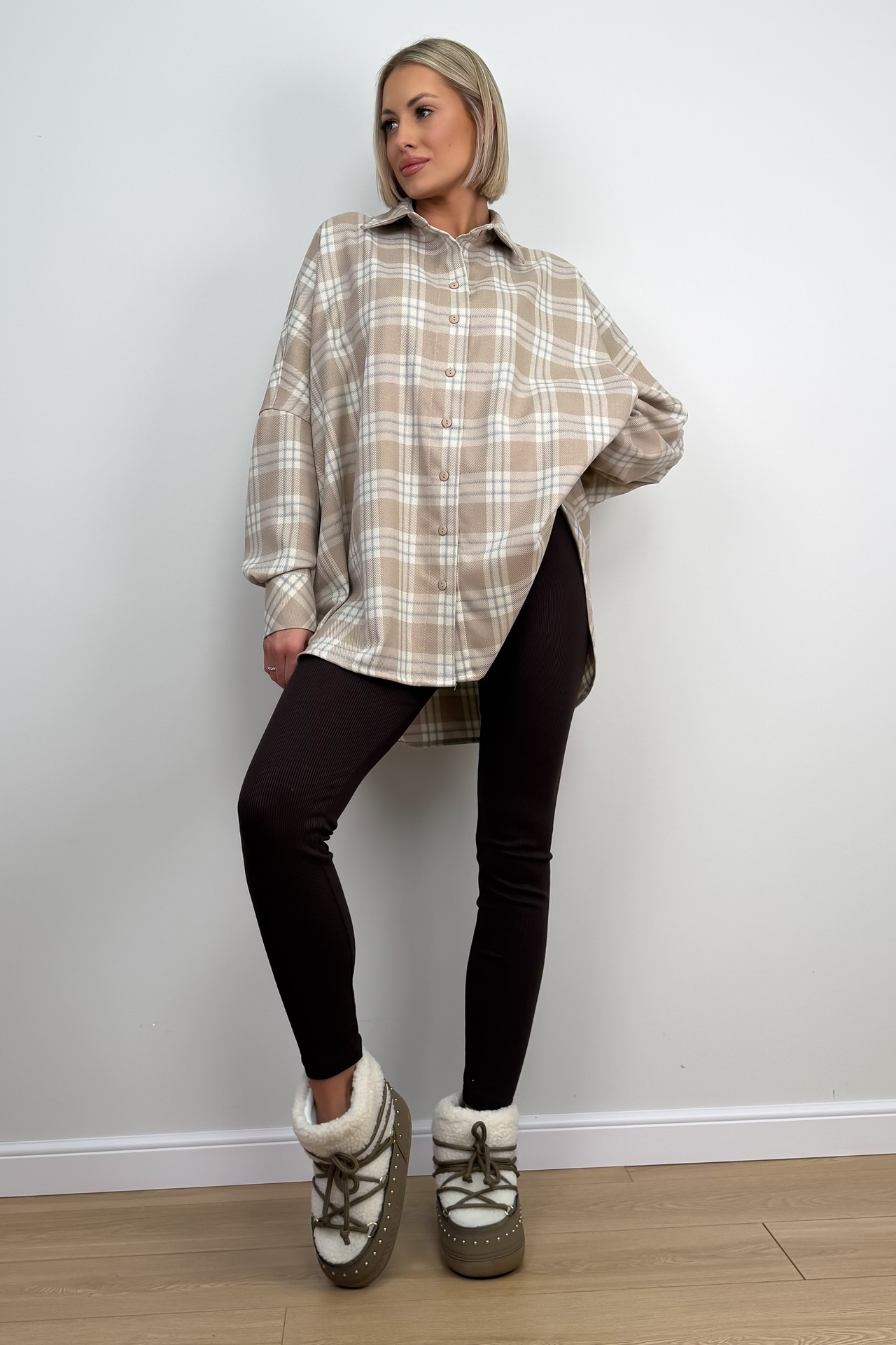 Koszula w Kratę Beżowa Luso 1