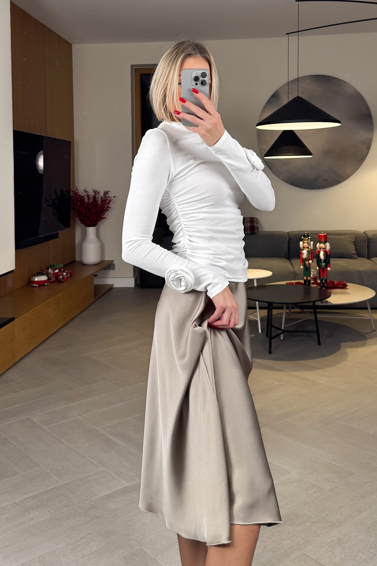 Spódnica Satynowa Taupe 2