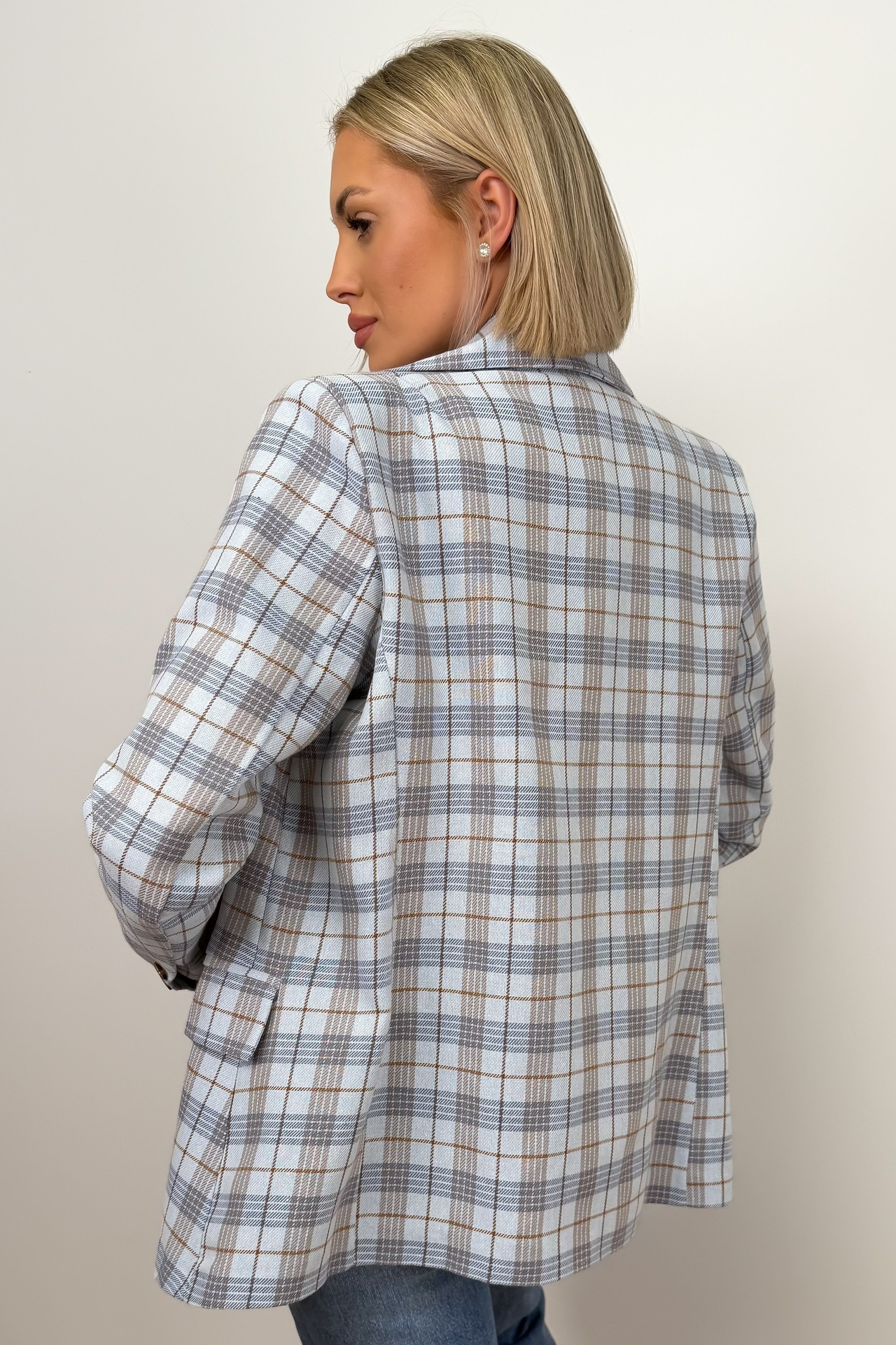 Marynarka w Kratę Niebieska Tori 4