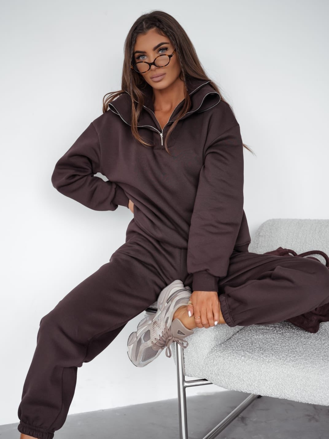Komplet Brązowy Double Zip 2