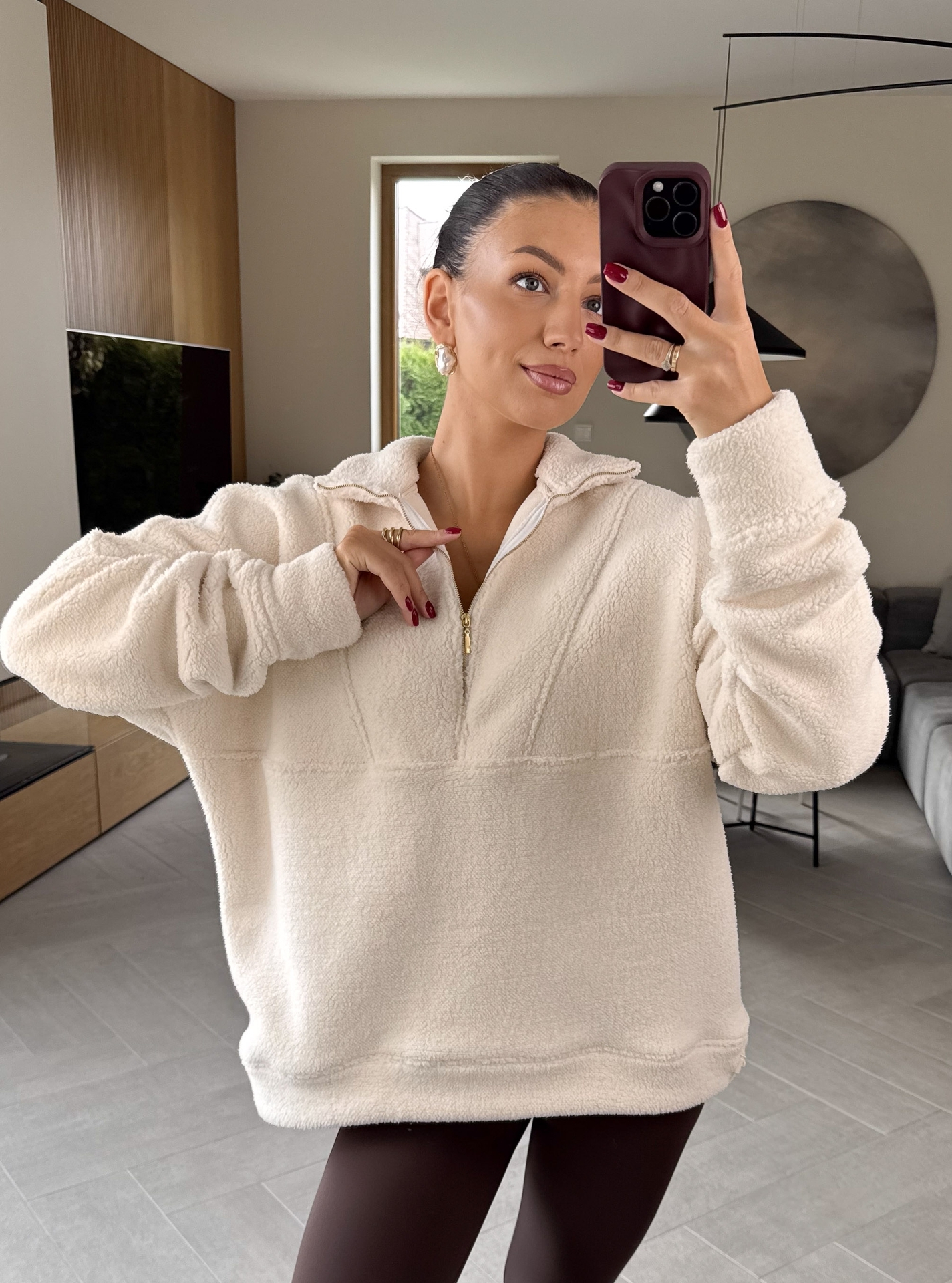 Bluza Baranek Kremowa Zip 5