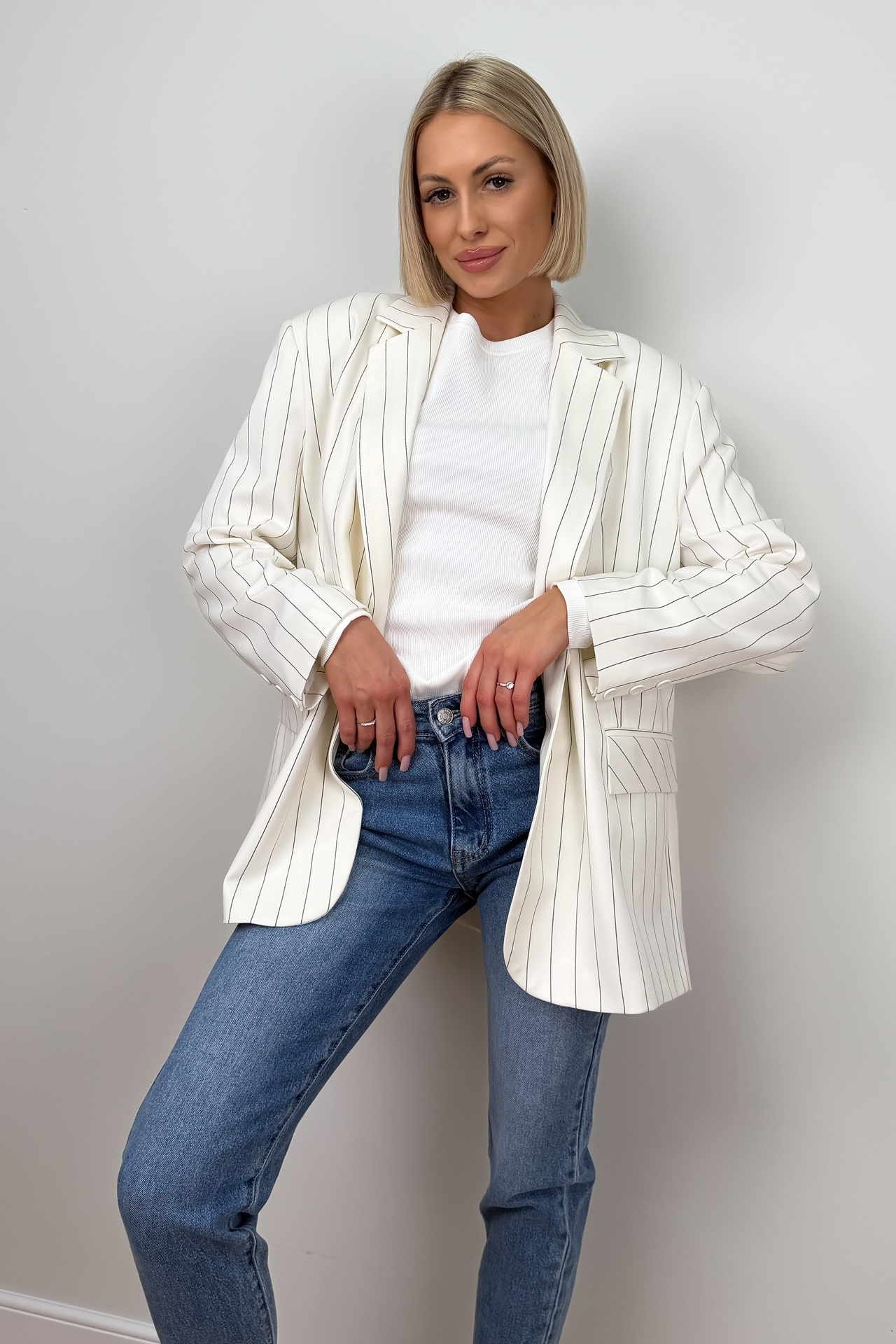 Marynarka Kremowa w Paski Sansa 1