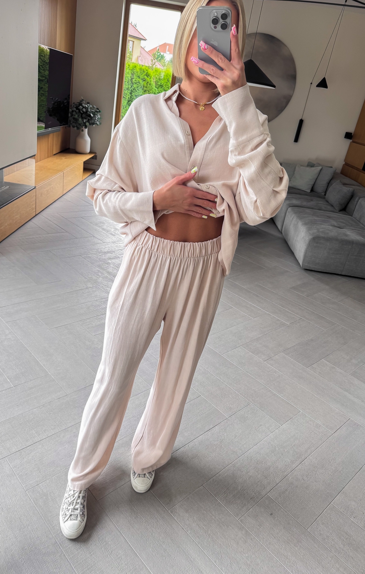 Komplet Damski Beżowy Rayon
