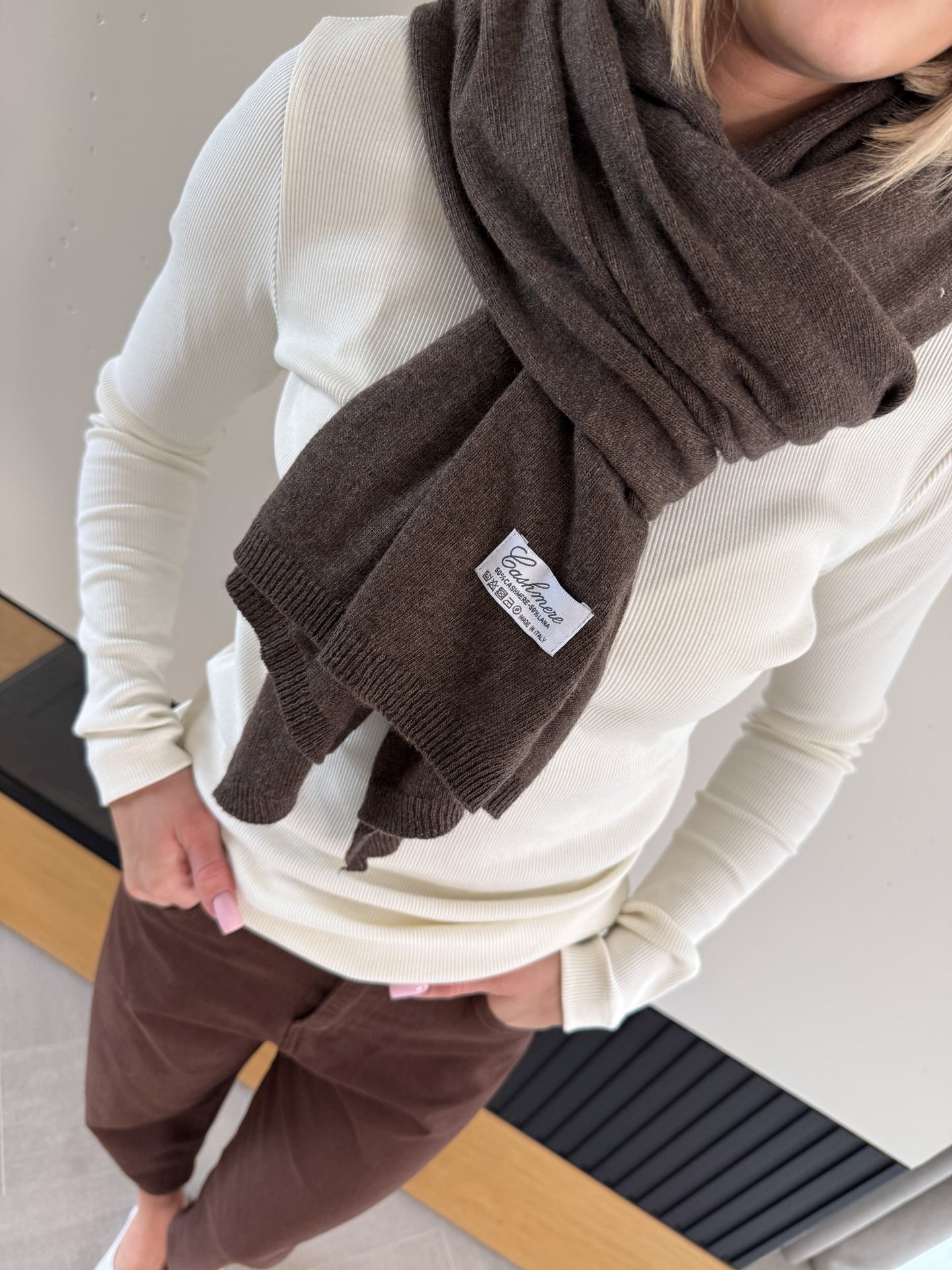 Szalik Brązowy Cashmere 4