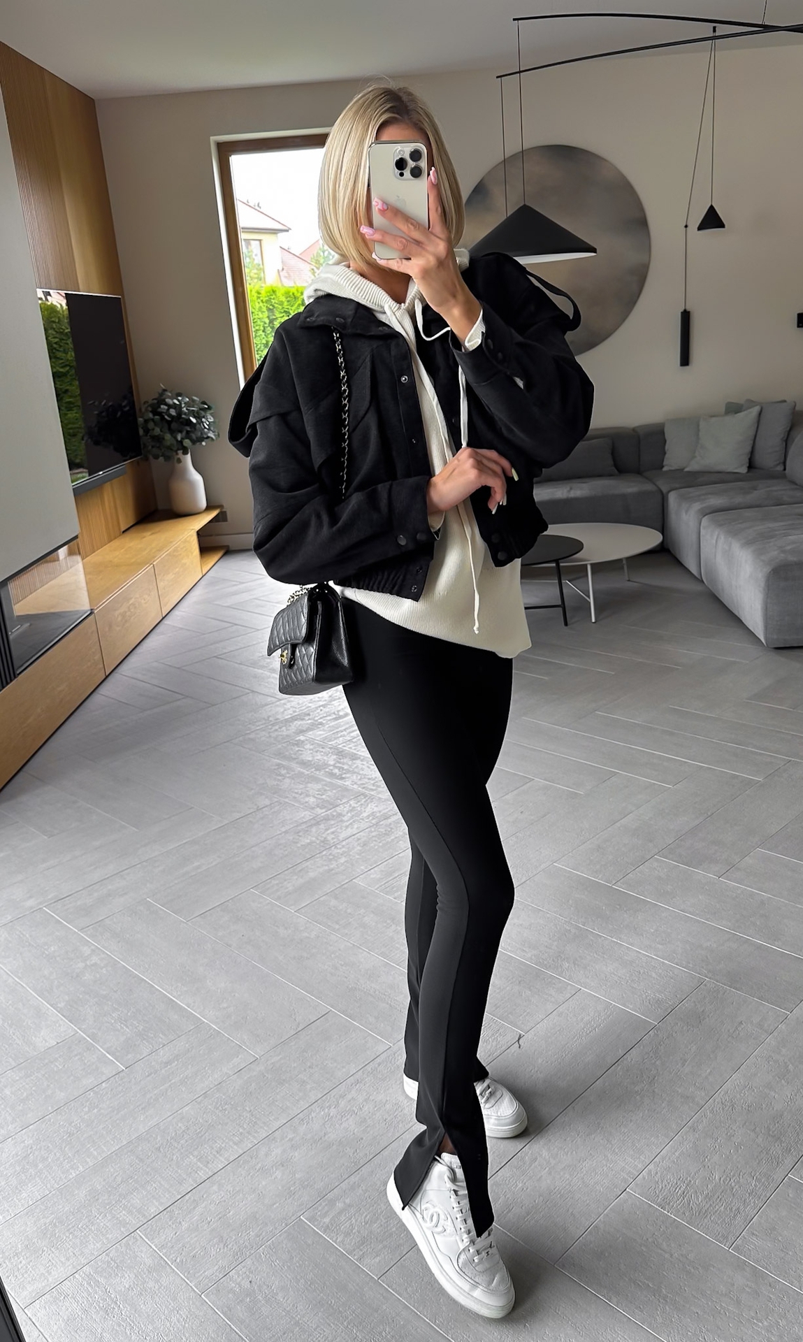 Legginsy z Rozcięciem Czarne Stil2