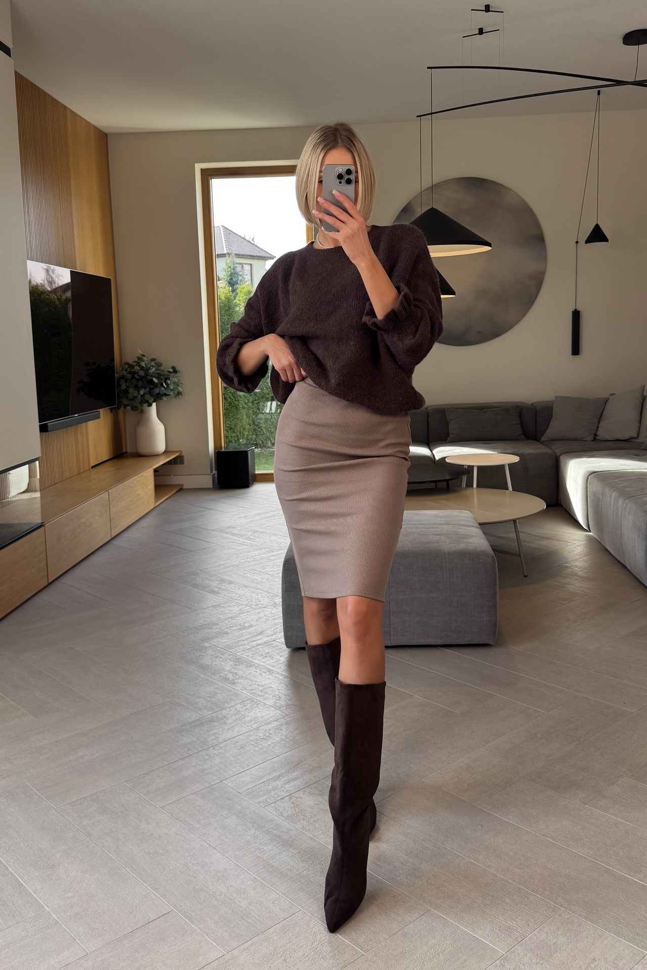 Spódnica Prążkowana Taupe Fast 2