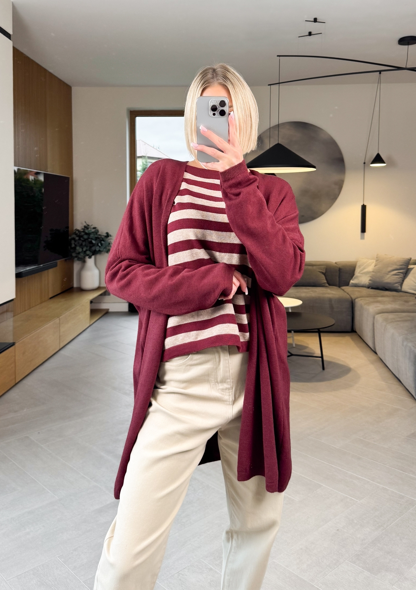 Sweter w Bordowe Paski Ava 5