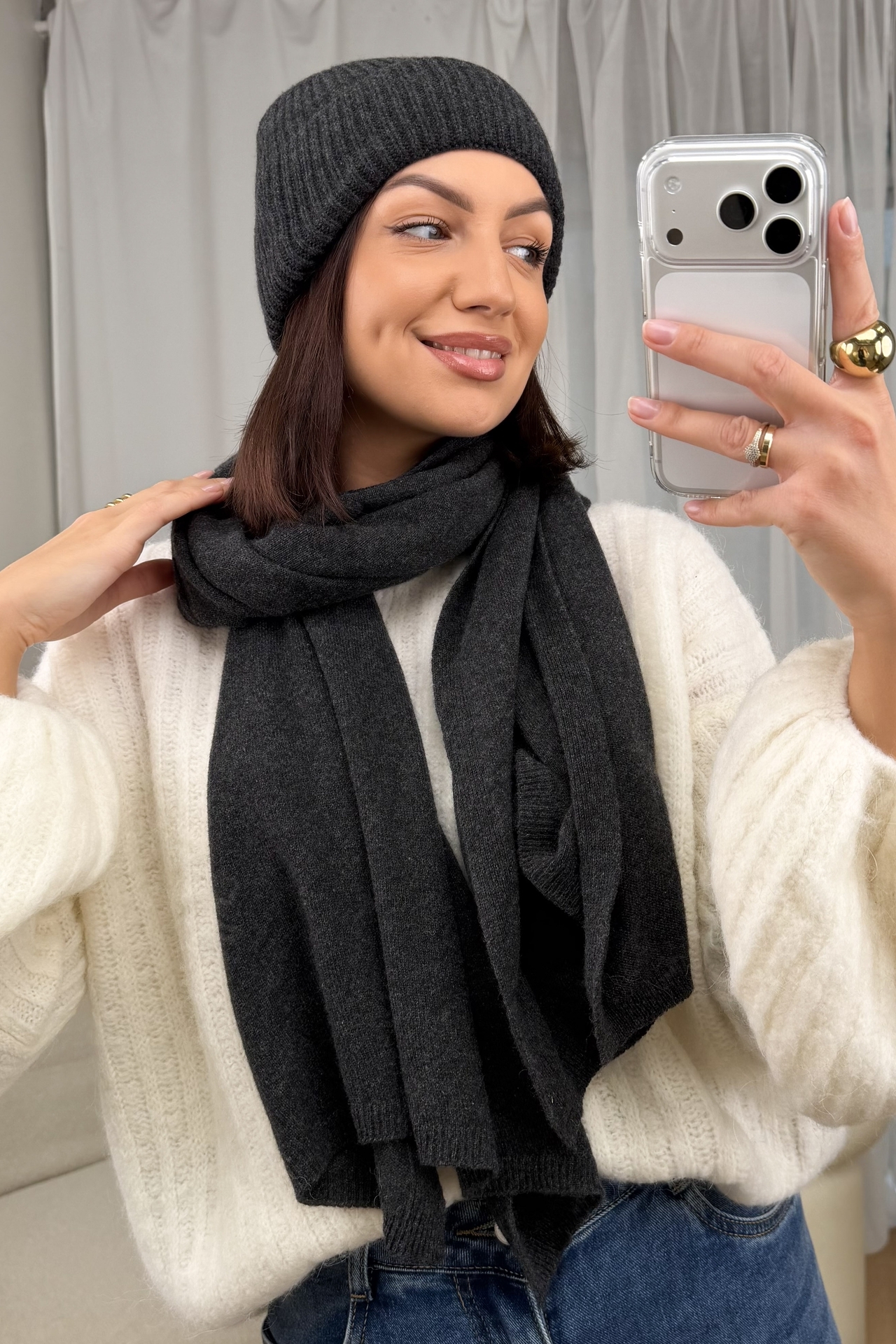 Komplet Czapka i Szalik Grafitowy Rima 5