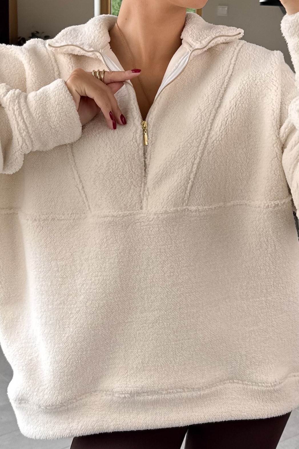 Bluza Baranek Beżowa Zip 3