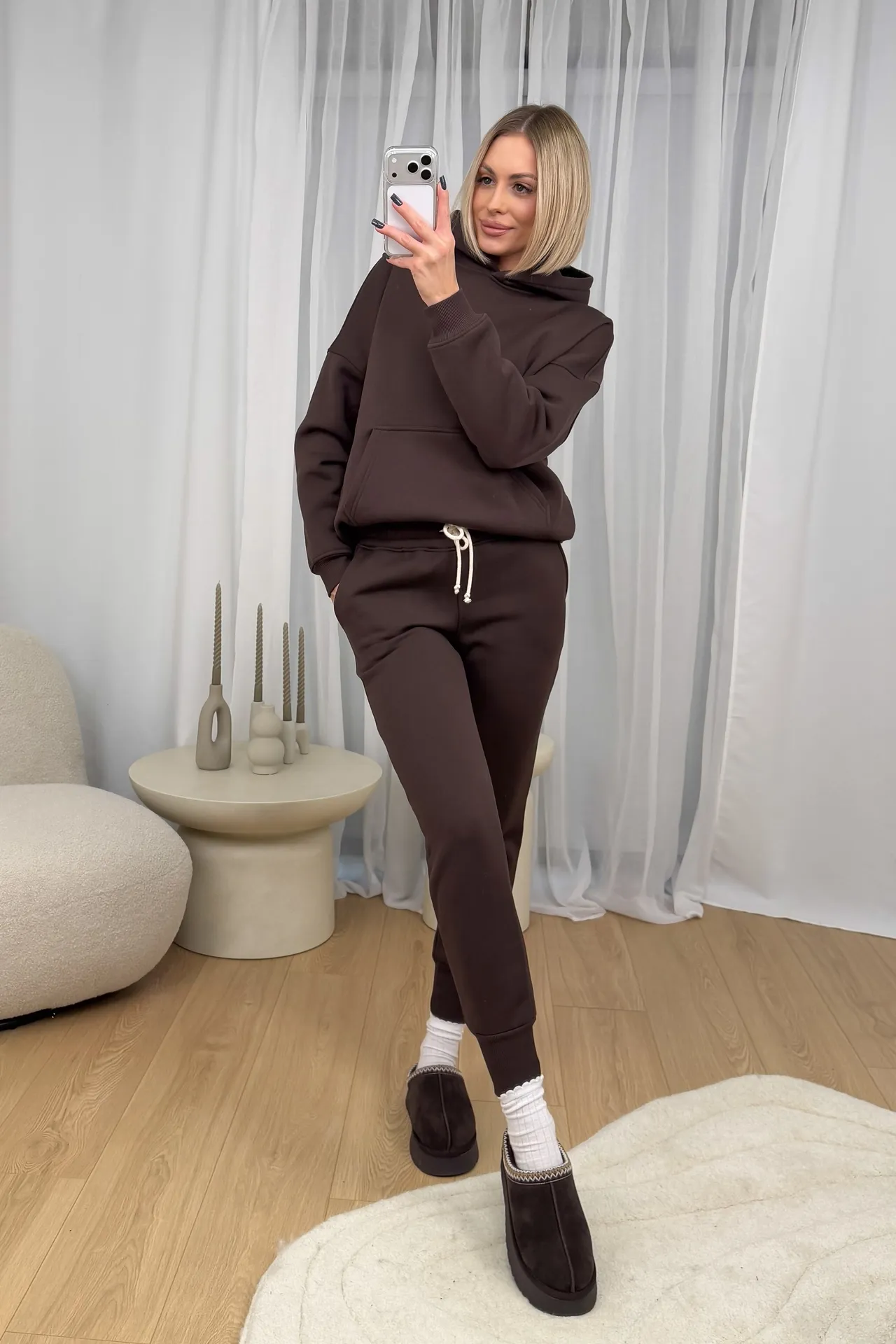 Komplet Brązowy Ocieplany Hoodie 4