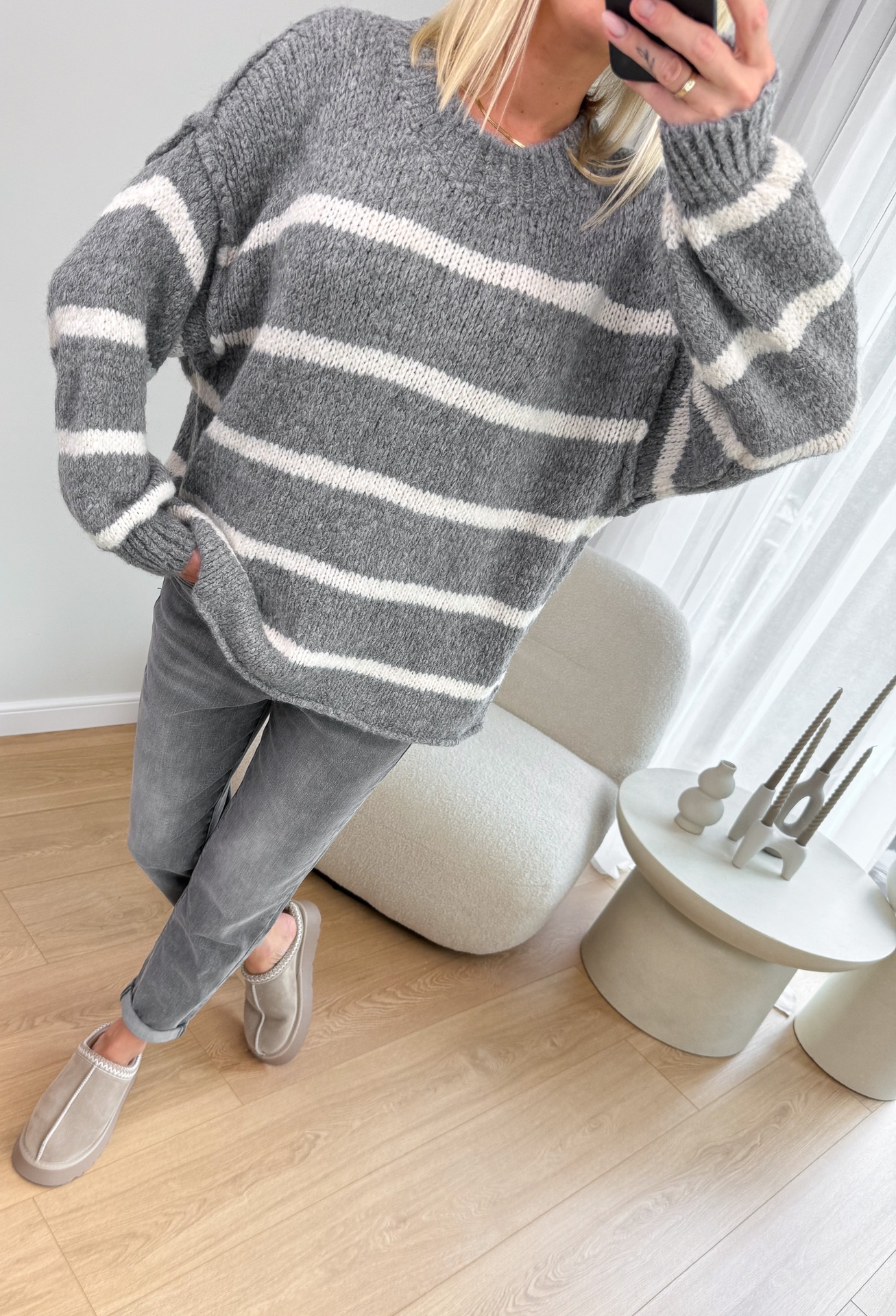 Sweter Szary w Paski Namo3