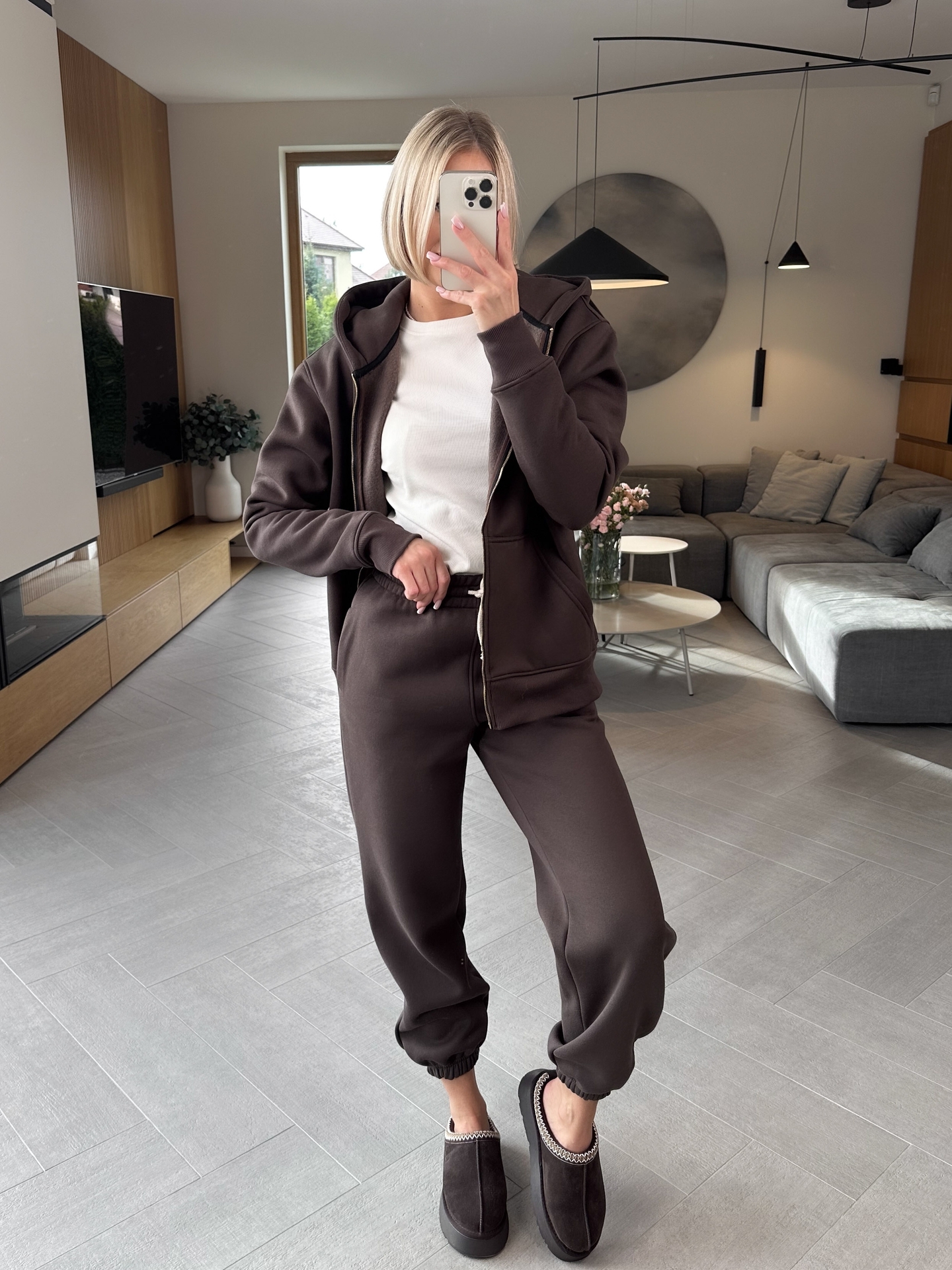 Komplet Dresowy Brązowy Ocieplany Flow 4