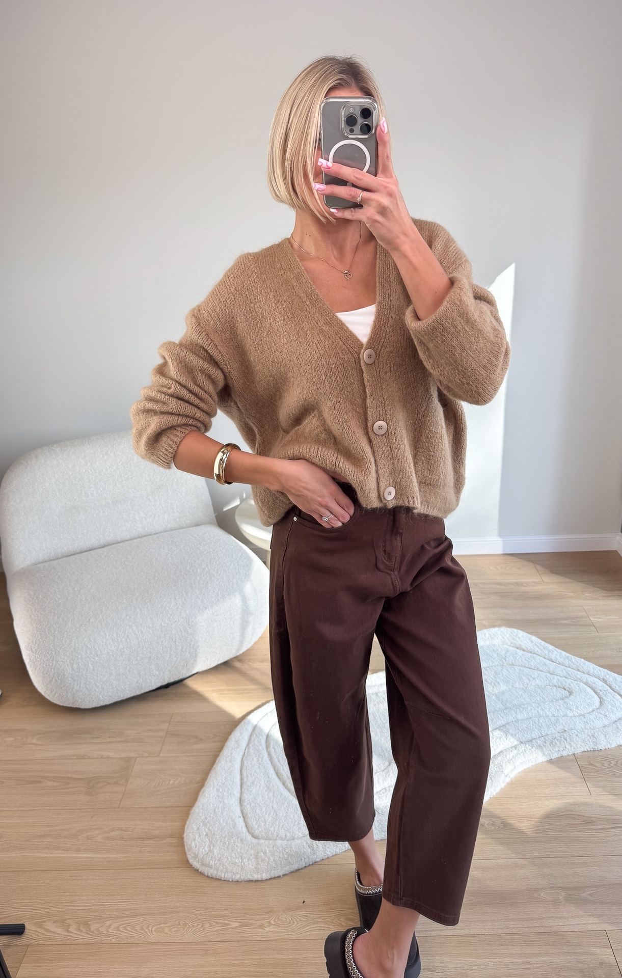 Sweter Rozpinany Camelowy Coll4