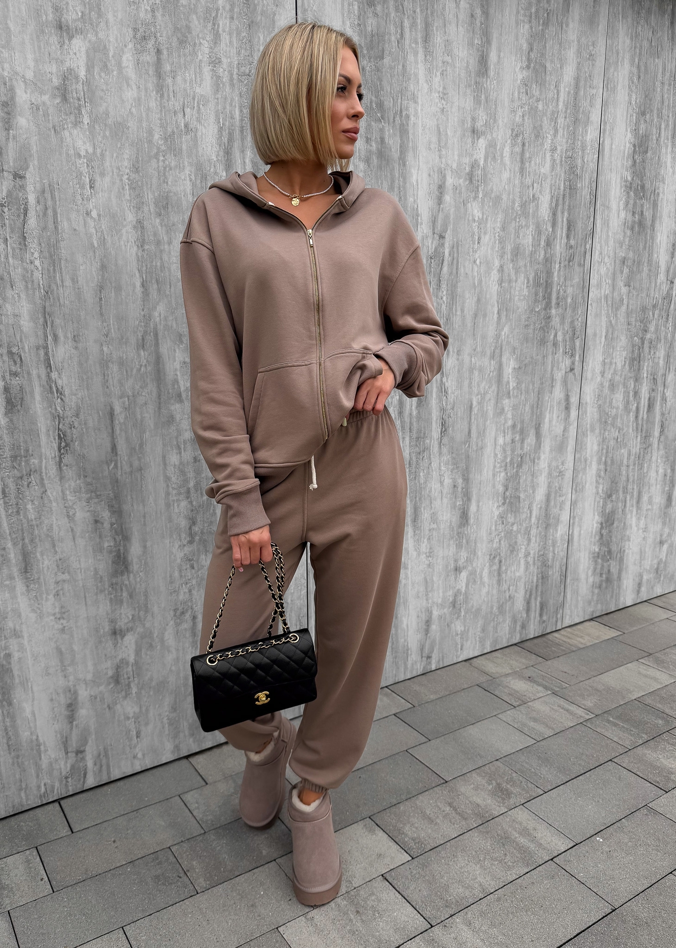 Komplet Dresowy Taupe Nieocieplany Flow