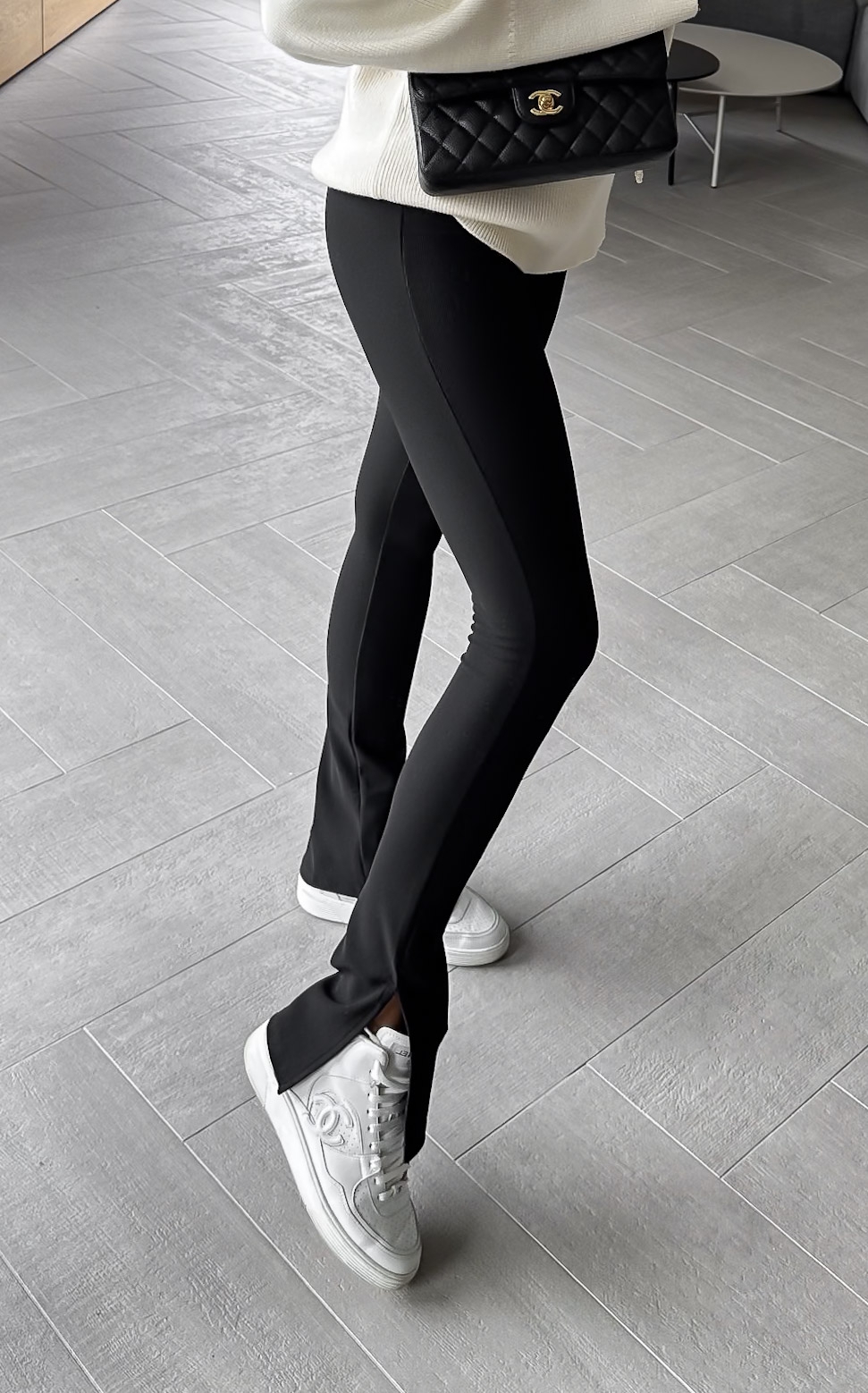 Legginsy z Rozcięciem Czarne Stil1