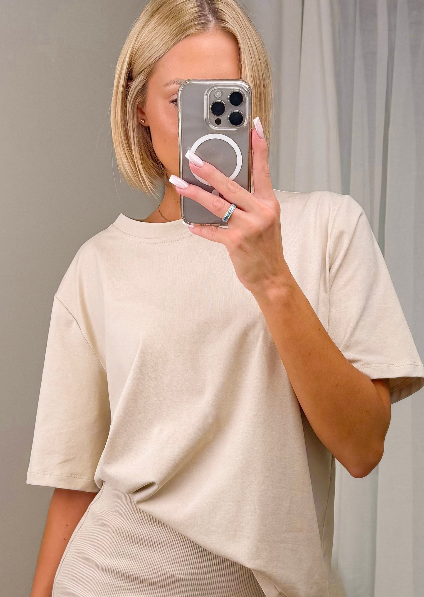 T-shirt Beżowy Casual 1