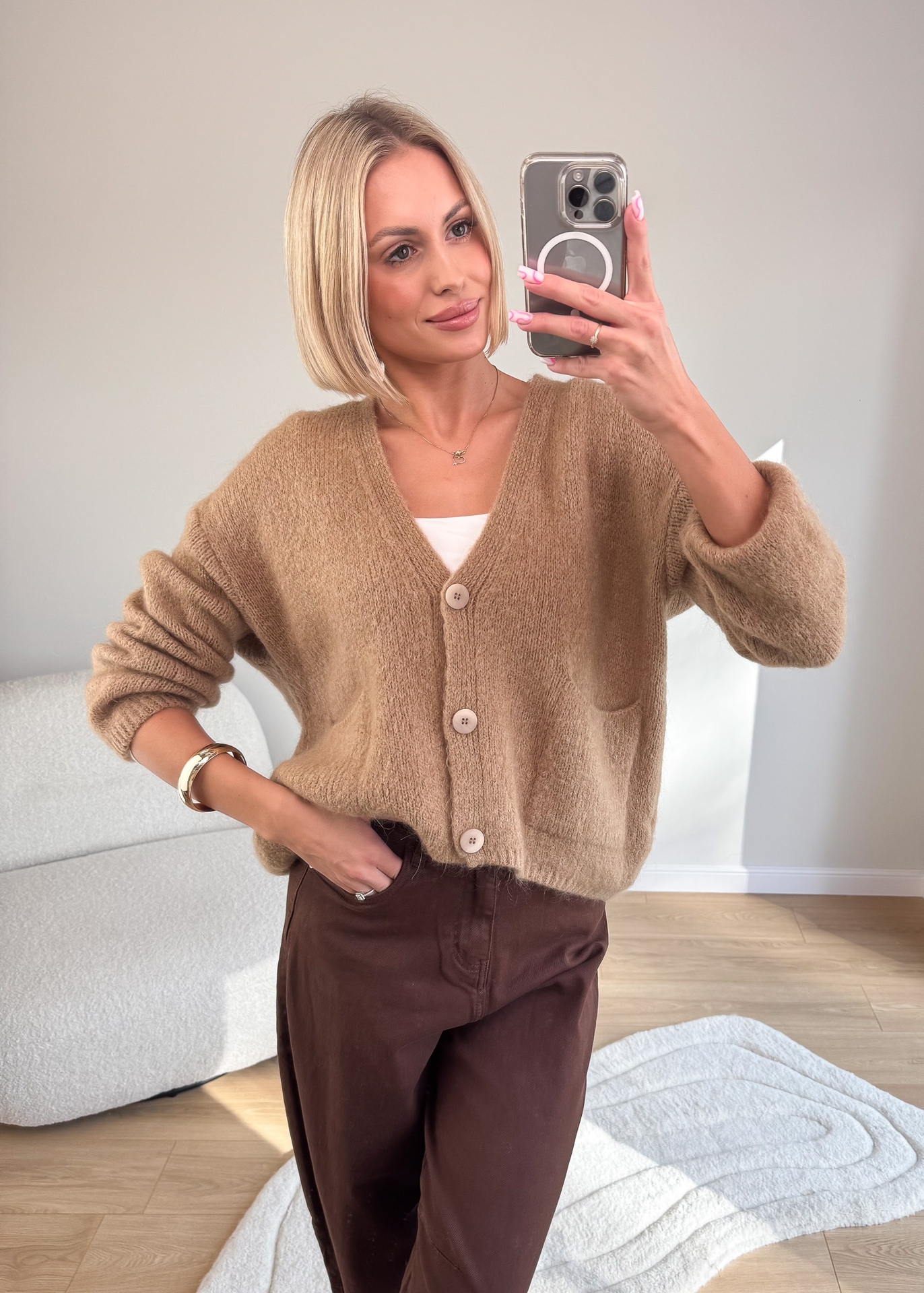 Sweter Rozpinany Camelowy Coll2