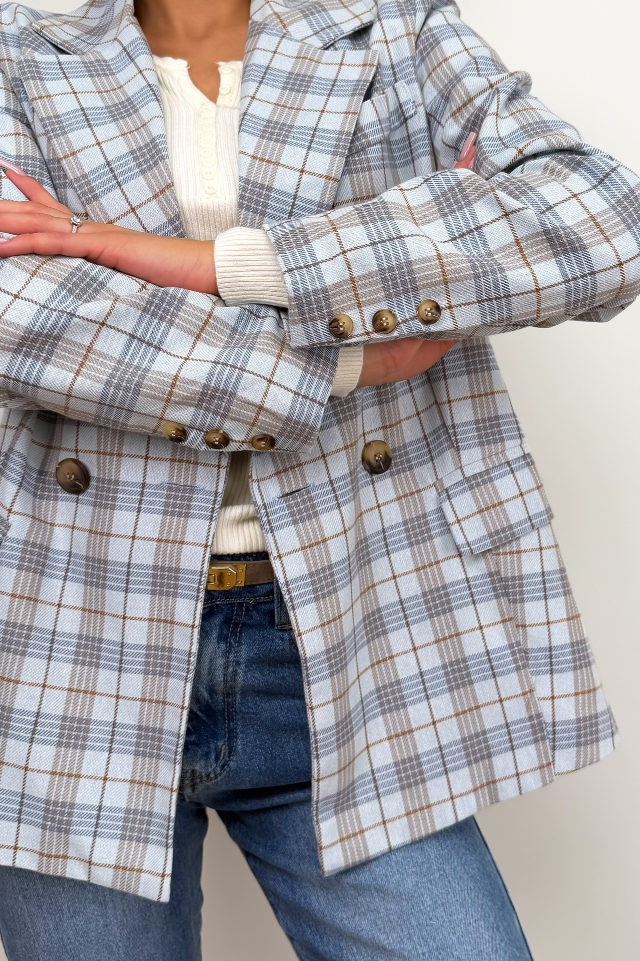 Marynarka w Kratę Niebieska Tori 3