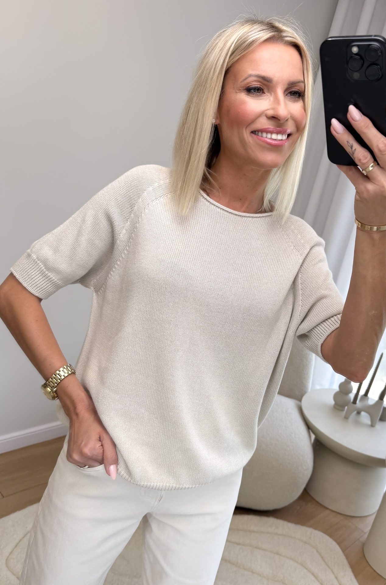 Sweter Bawełniany Beżowy Cano