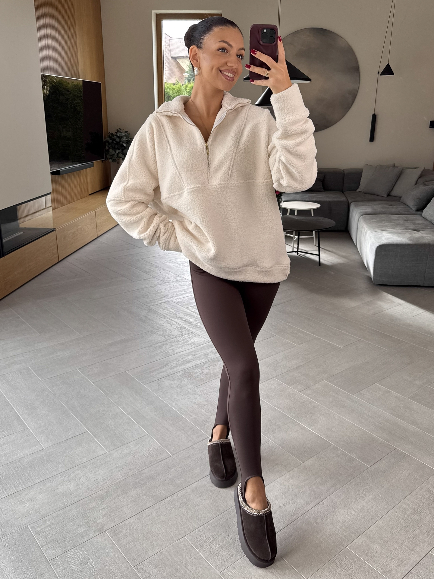Bluza Baranek Kremowa Zip 4