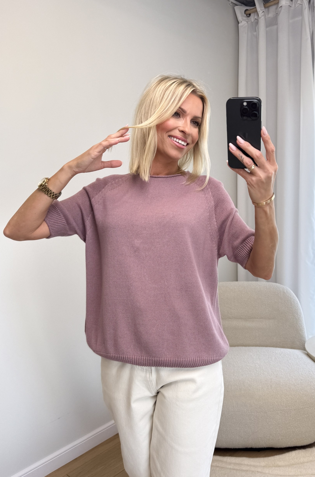Sweter Bawełniany Brudny Róż Cano 3
