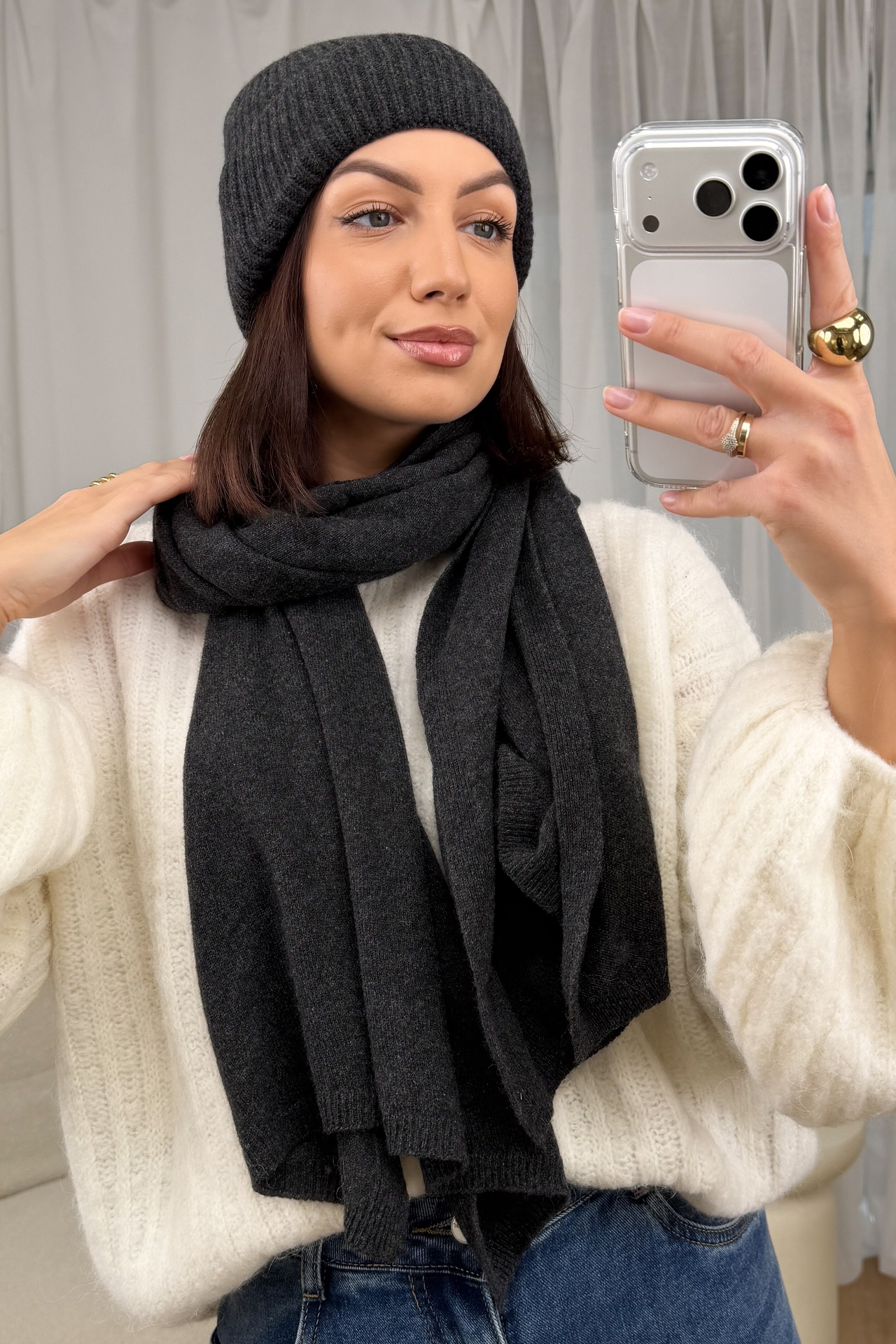 Komplet Czapka i Szalik Grafitowy Rima 3