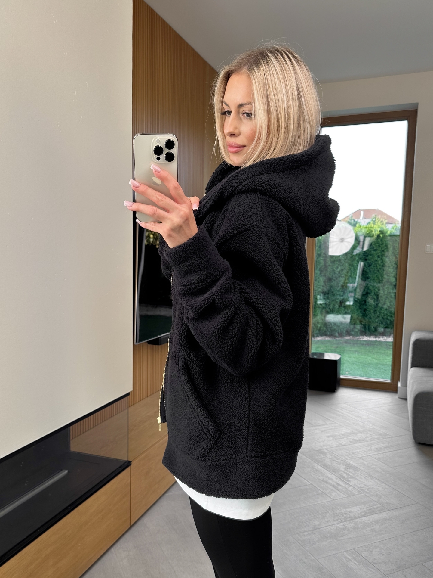 Bluza Baranek Hoodie Czarna Zip 4