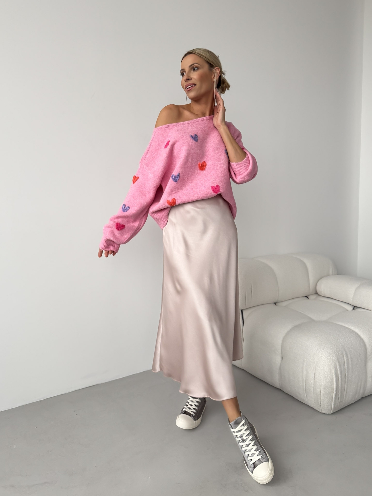 Sweter Hearts Pink