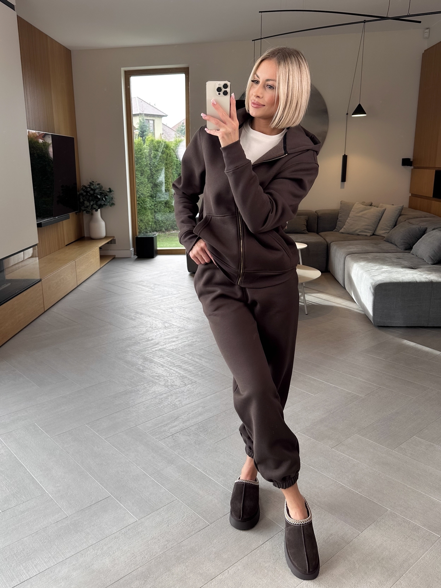 Komplet Dresowy Brązowy Ocieplany Flow 1