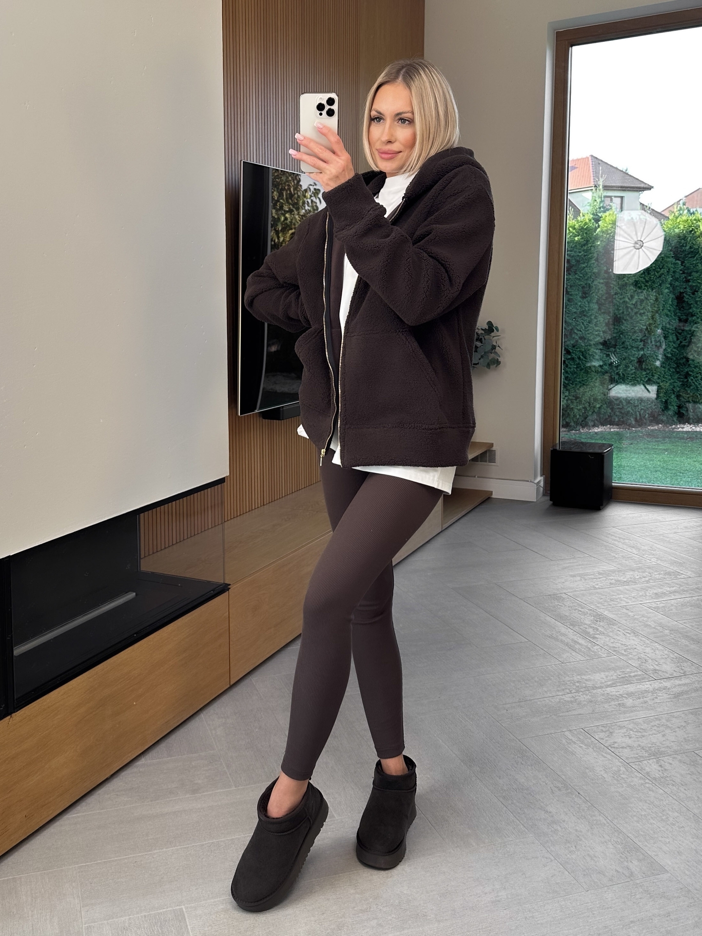 Bluza Baranek Hoodie Brązowa Zip 2