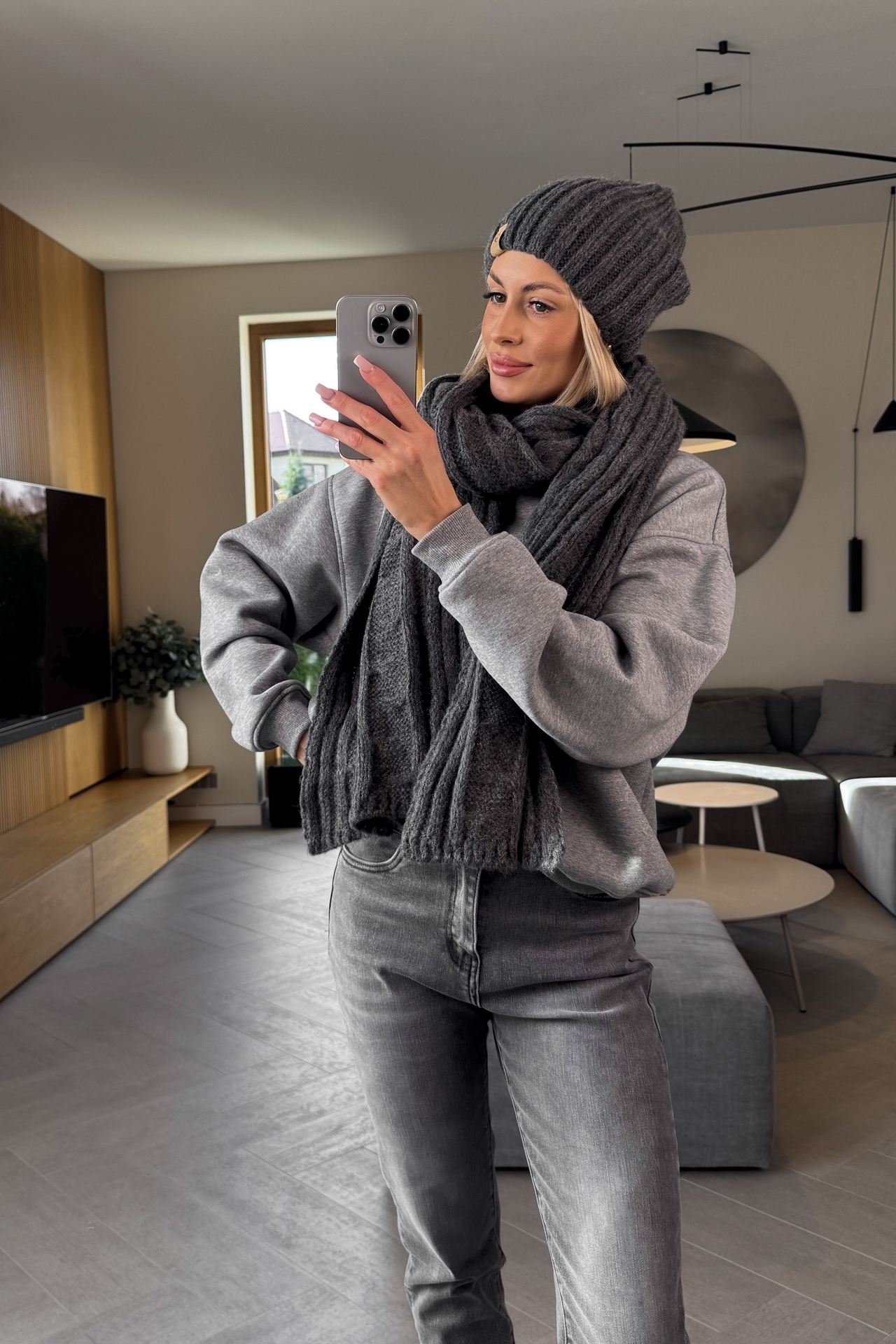 Komplet Czapka i Szalik Grafitowy Harmony 5