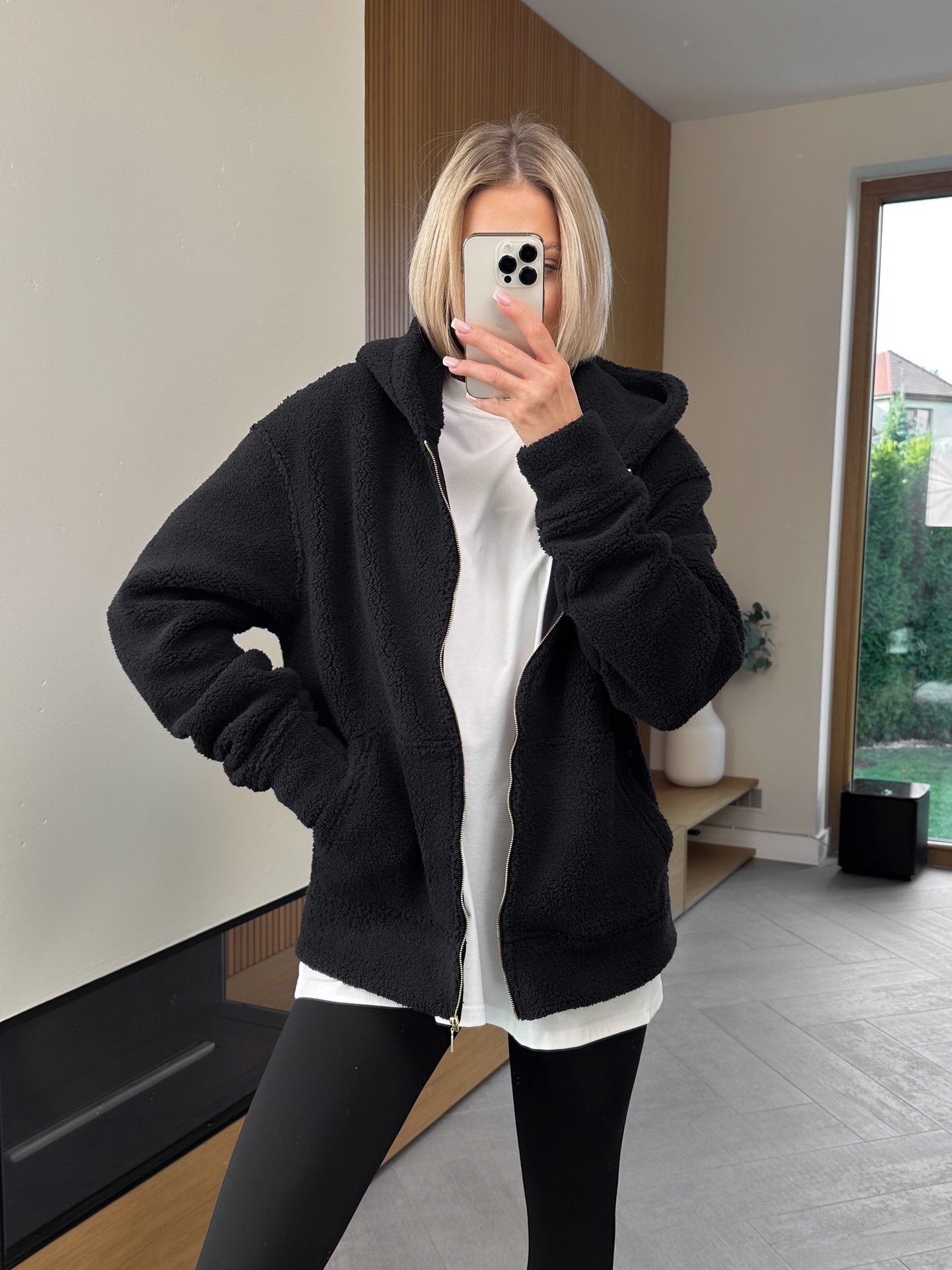 Bluza Baranek Hoodie Czarna Zip 1