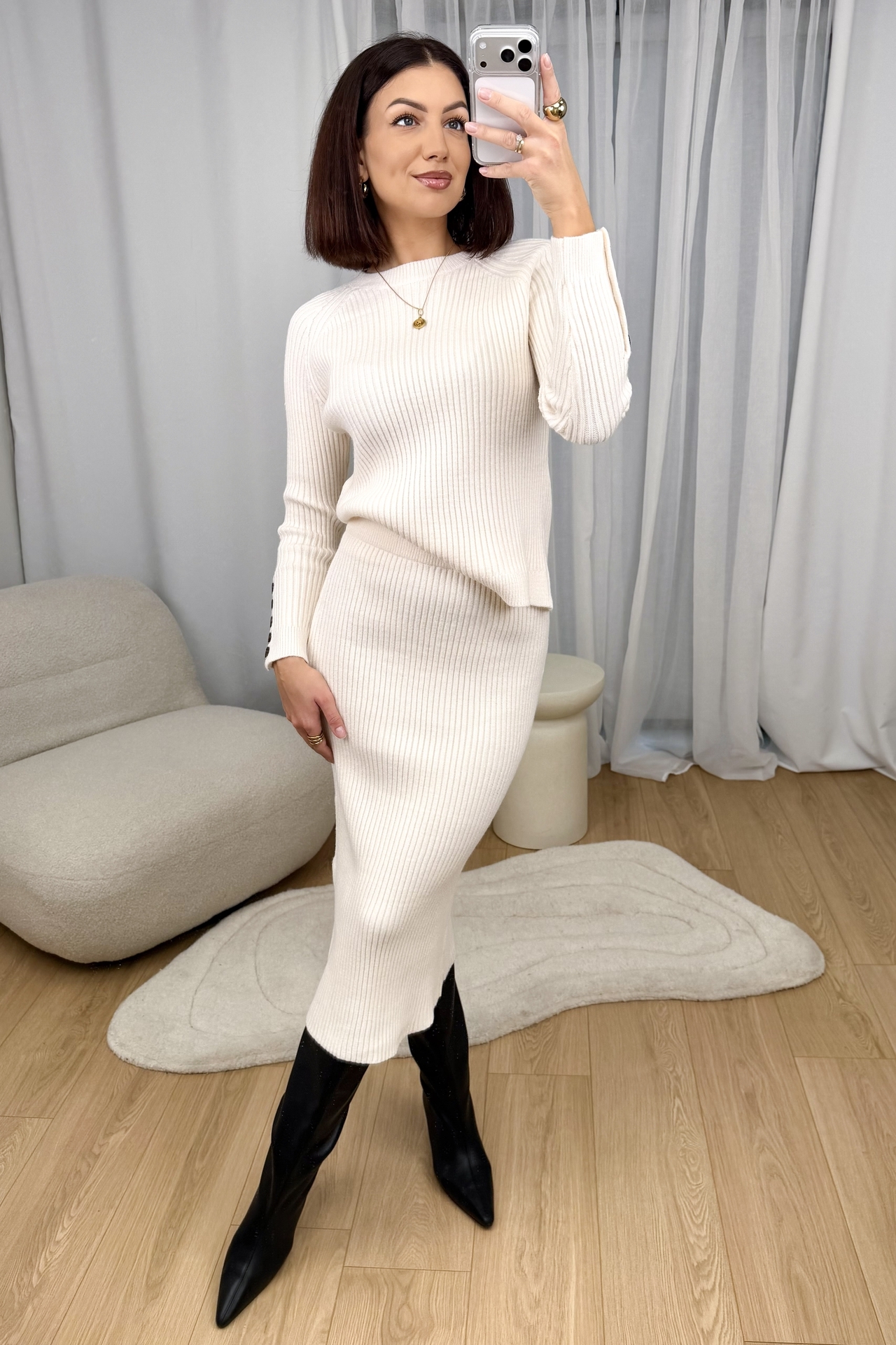 Komplet Sweterkowy Kremowy Marbel 3