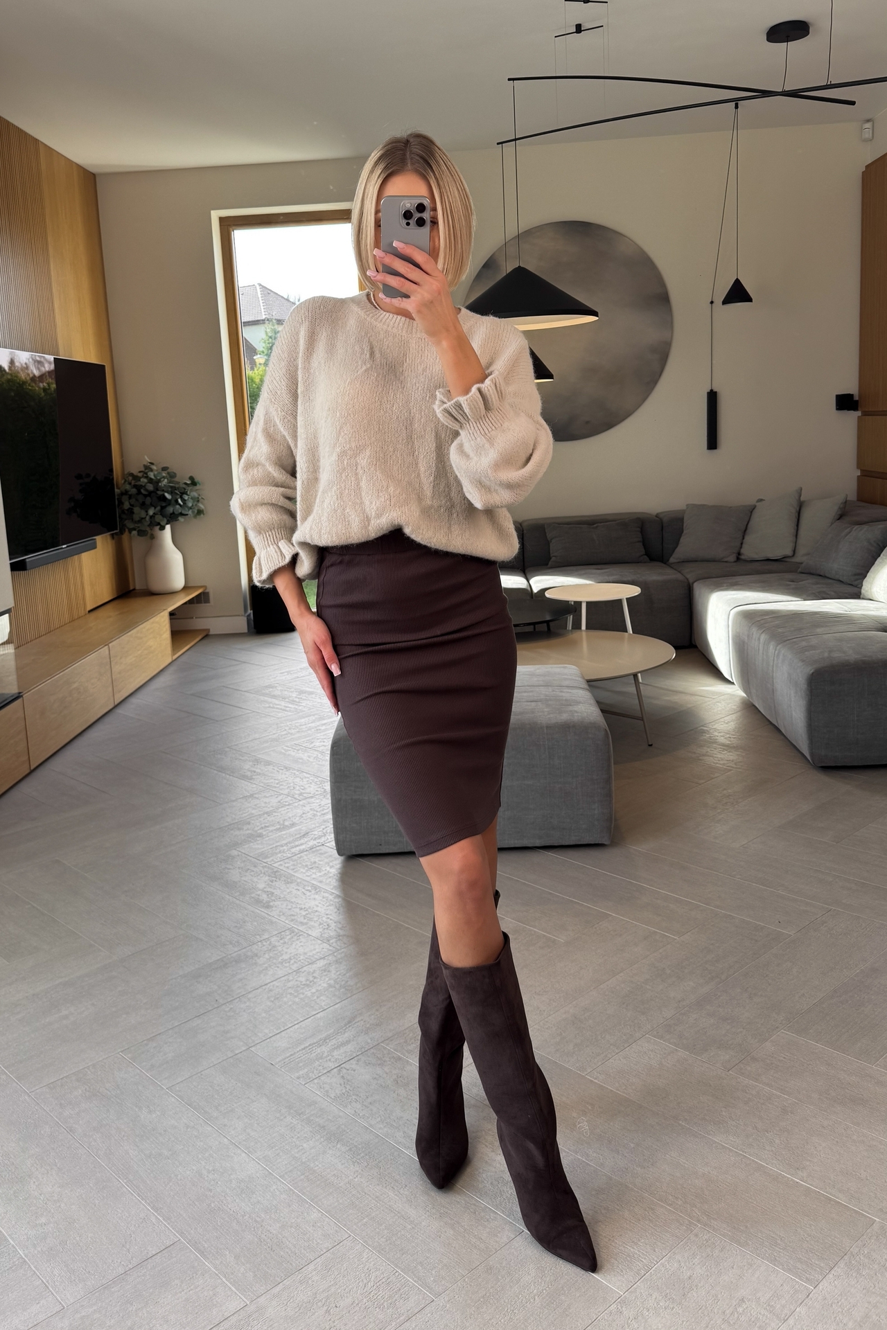 Spódnica Prążkowana Brązowa Fast 3