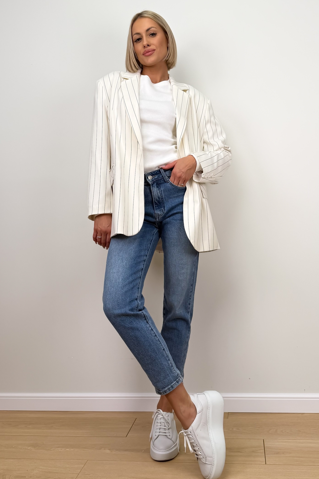 Marynarka Kremowa w Paski Sansa 4