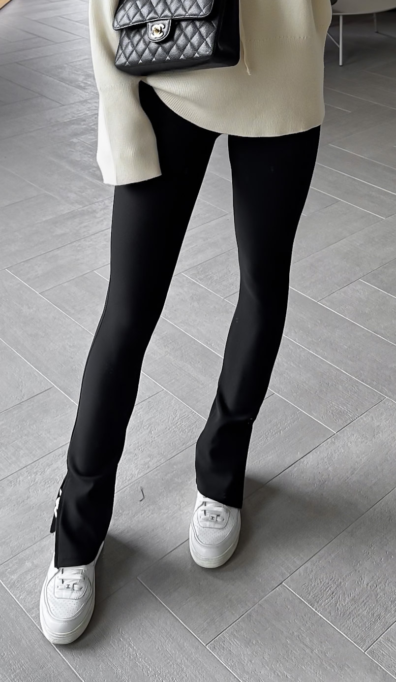 Legginsy z Rozcięciem Czarne Stil5