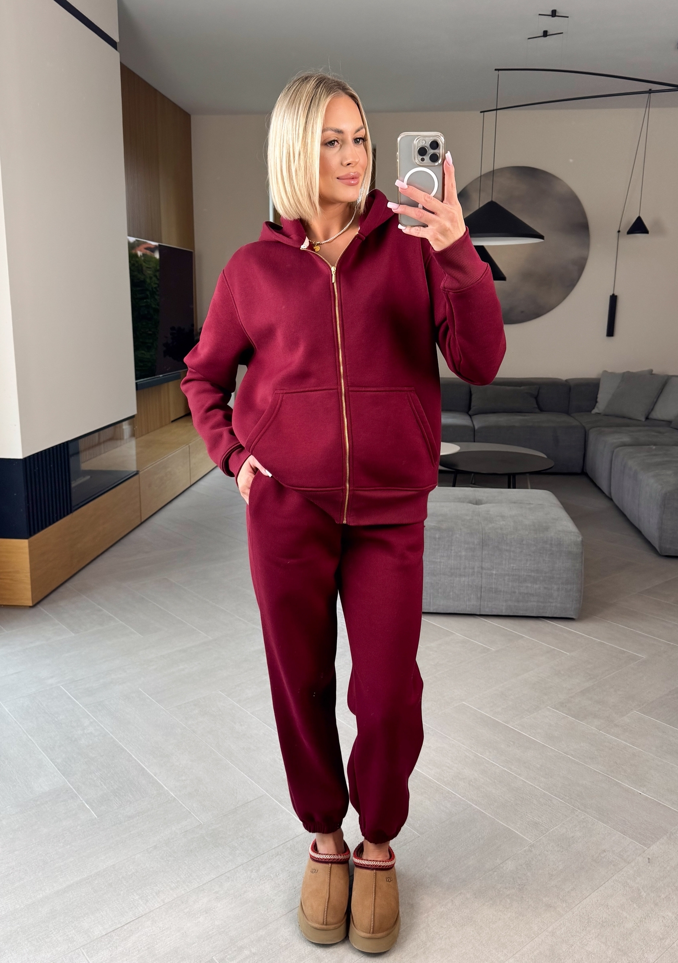 Komplet Dresowy Bordowy Ocieplany Flow 3