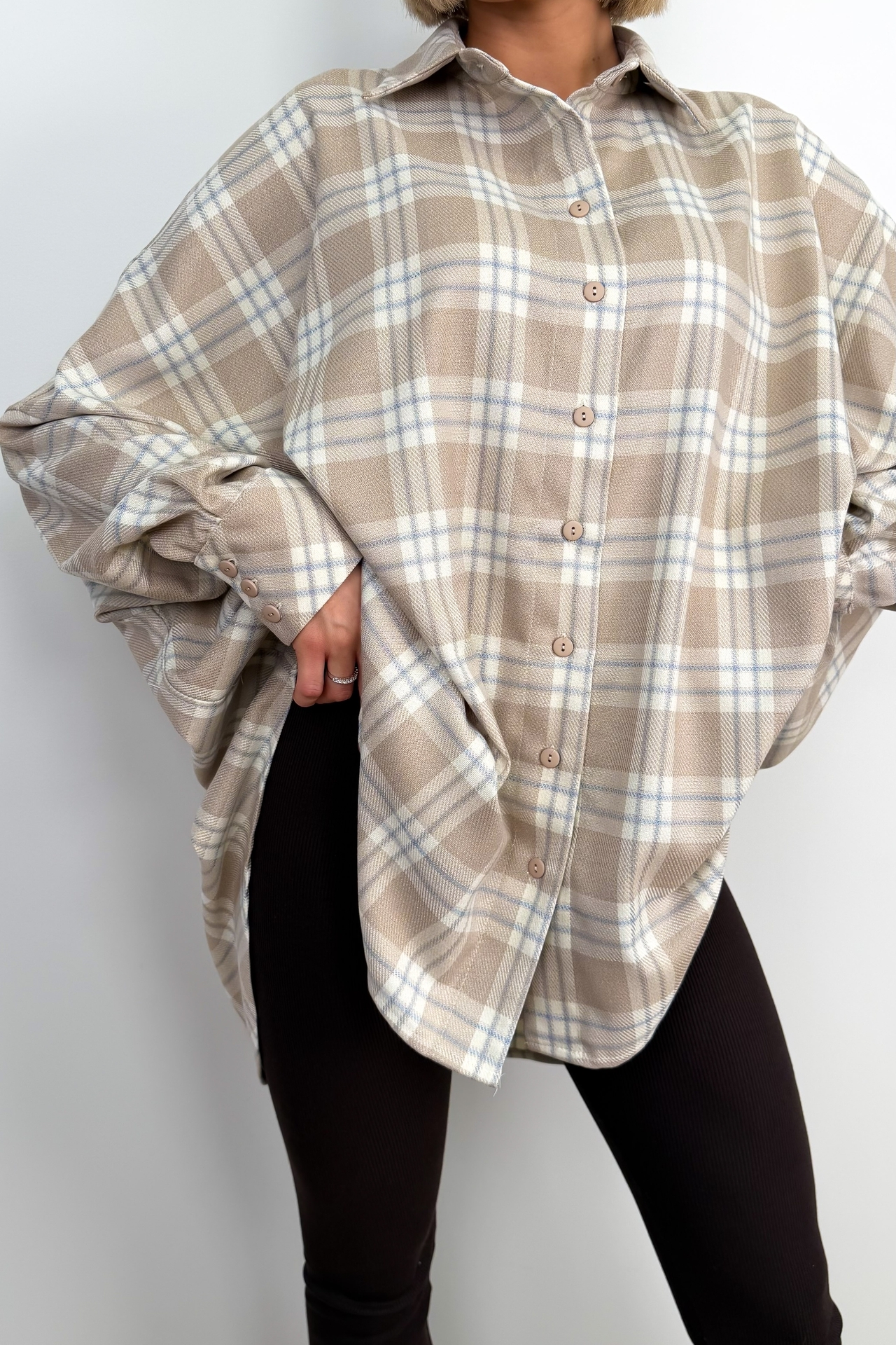 Koszula w Kratę Beżowa Luso 3