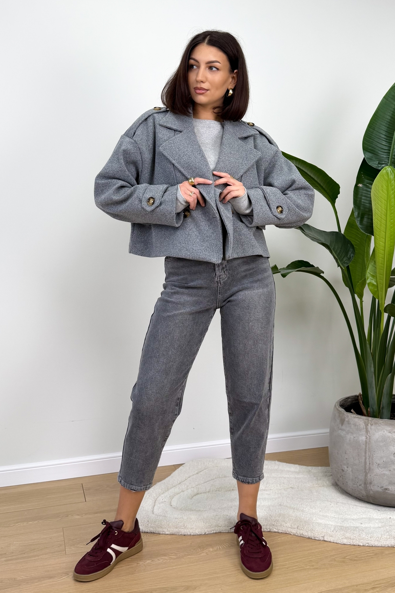 Krótka Marynarka Grafitowa Melma 2