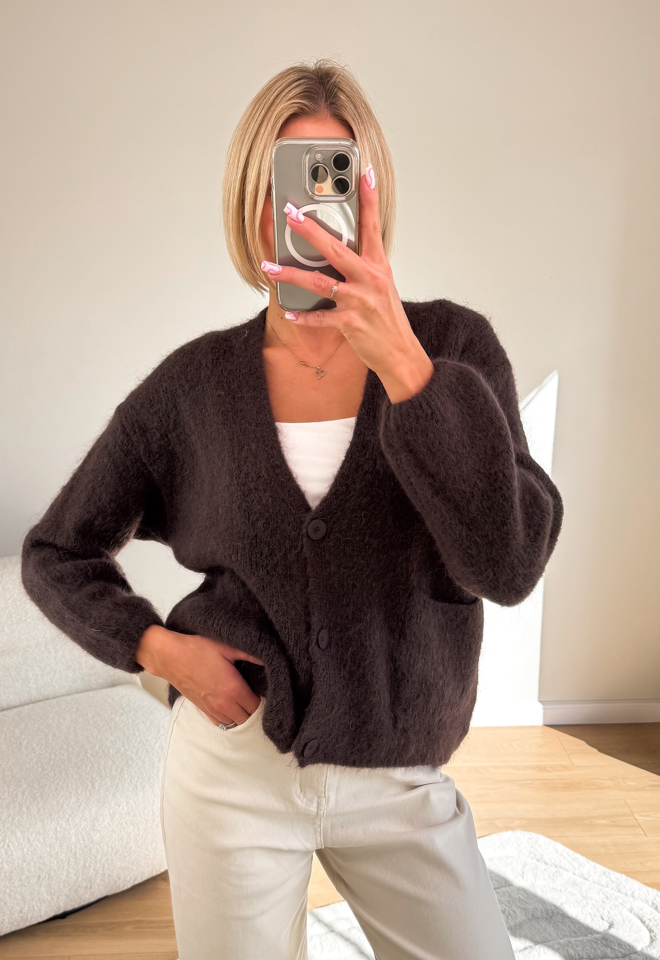 Sweter Rozpinany Brązowy Coll2