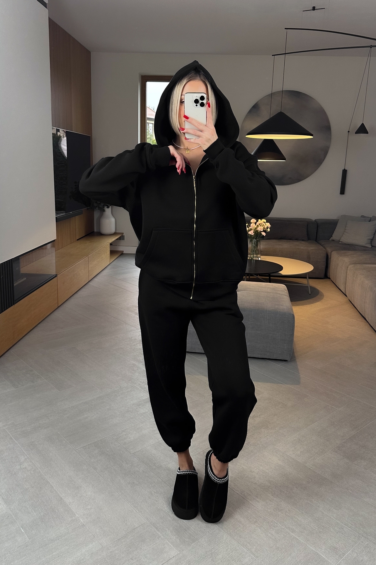 Komplet Dresowy Czarny Ocieplany Flow 3